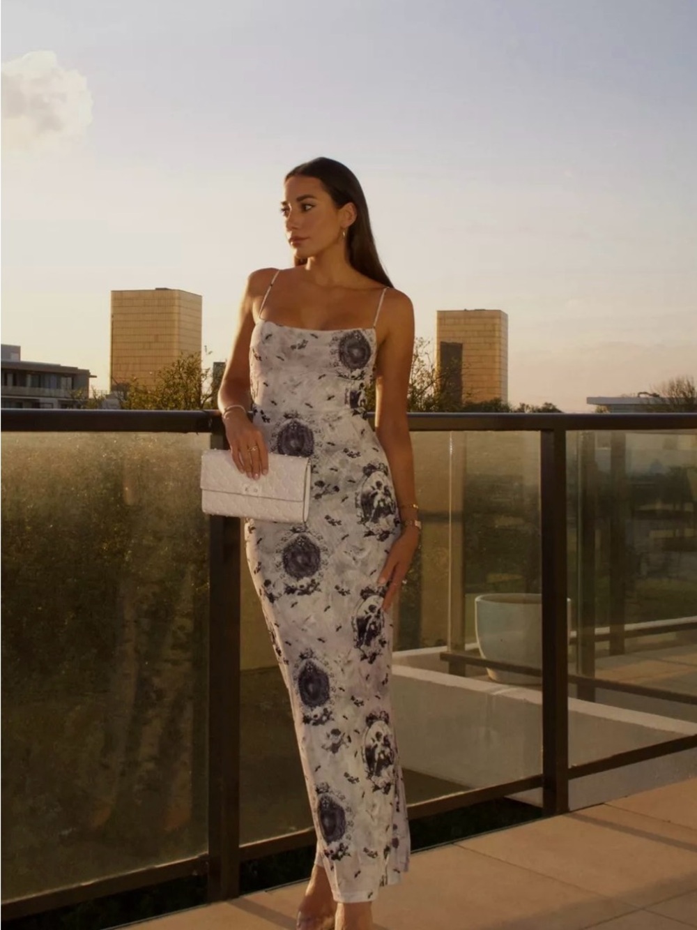 Miaou Black and White Printed Slip Maxi Dress